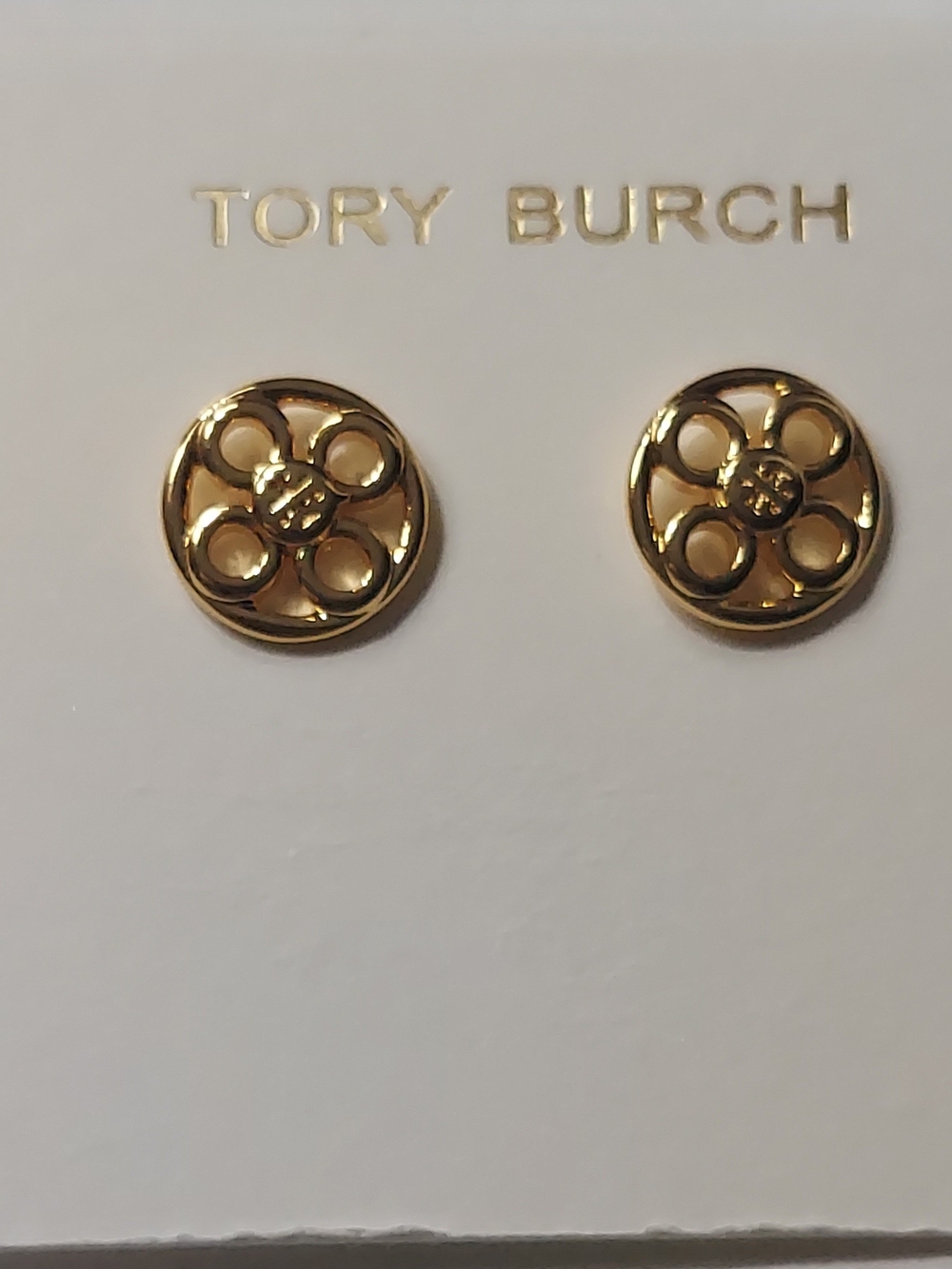 Tory Burch Gold Floral Cutout Stud Earrings